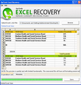 Excel Recovery Screen